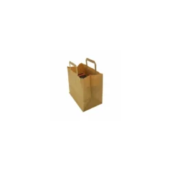 Sac papier kraft brun à poignées plates 26 + 17 x 25 cm - par 50