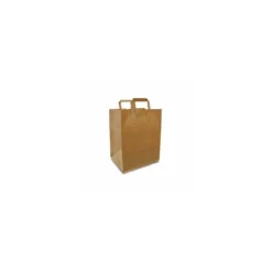 Sac papier kraft brun à poignées plates extérieures 26 + 20 x 32 cm - par 250