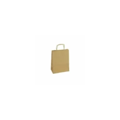 Sac papier kraft brun à poignées torsadées 22 + 10 x 31 cm - par 50