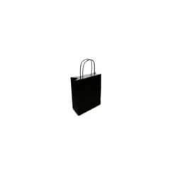 Sac papier kraft noir à poignées torsadées 18 + 8 x 22 cm - par 50