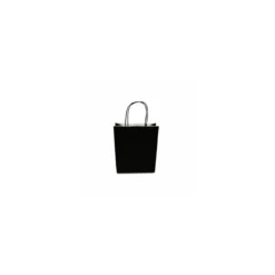 Sac papier kraft noir à poignées torsadées 18 + 8 x 22 cm - par 50