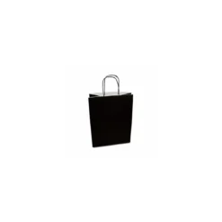 Sac papier kraft noir à poignées torsadées 23 + 12 x 30 cm - par 50