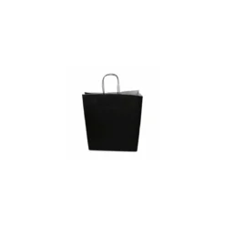 Sac papier kraft noir à poignées torsadées 35 + 14 x 40 cm - par 50