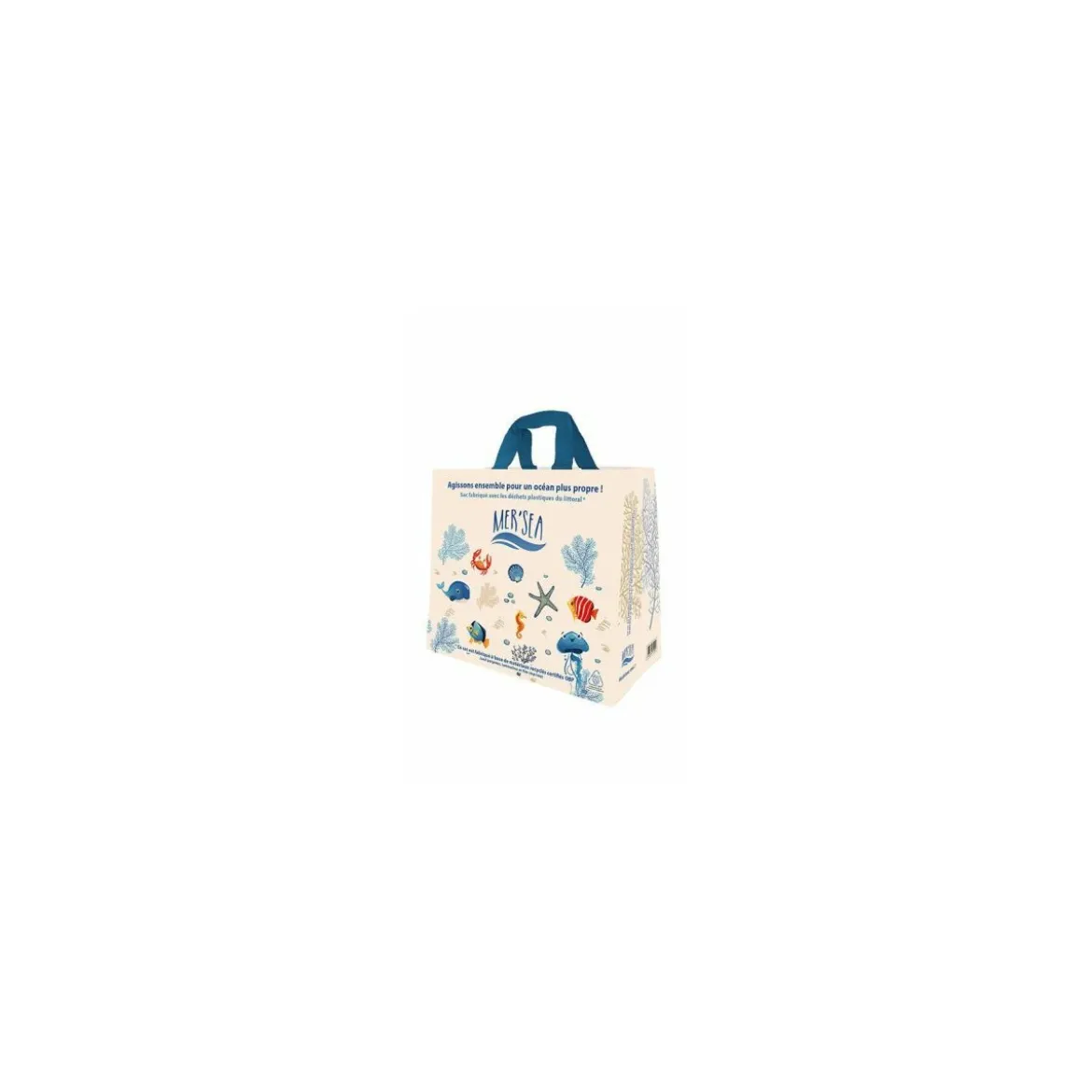 Sac réutilisable PP tissé imprimé poissonnerie 45 x 40 + 22 cm - par 25