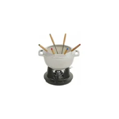 Service à fondue fonte truffe blanche Ø 20 cm