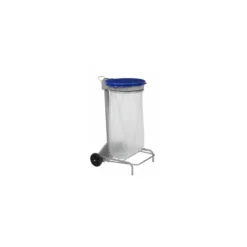 Support sac poubelle 110 L mobile bleu à pédale