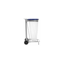 Support sac poubelle 110 L mobile bleu à pédale