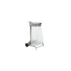 Support sac poubelle 110 L mobile inox à pédale