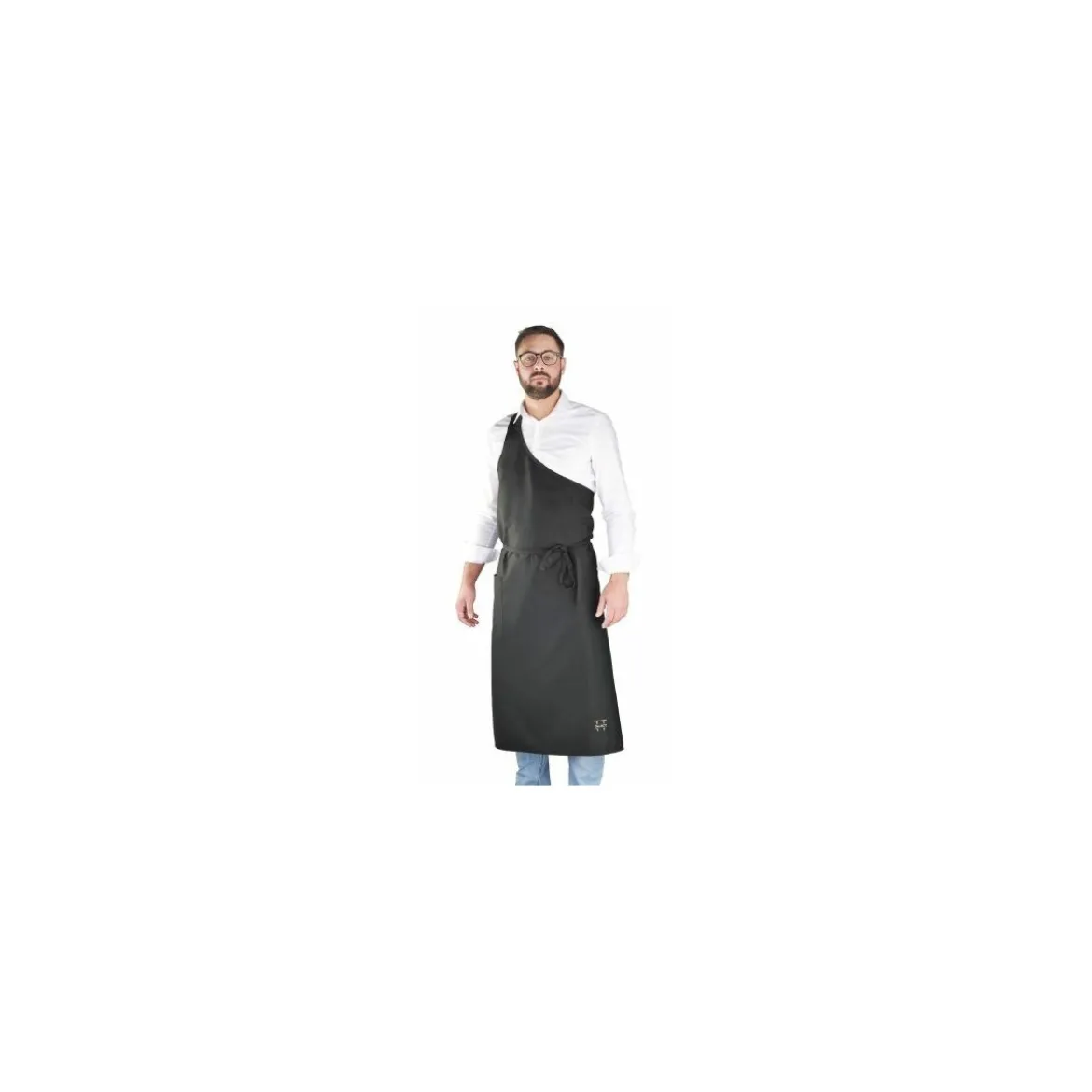 Tablier parisien Basile polycoton noir Talbot 117 cm