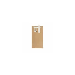 Étui à couverts kraft brun avec serviette blanche 22,5 x 11,5 cm - par 100