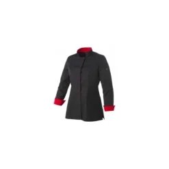 Veste polycoton Una femme manches longues noire et rouge T0